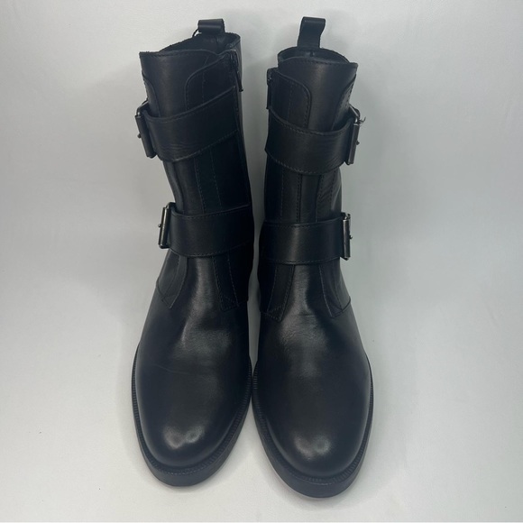 NWT EMANUELE CRASTO ITALY🇮🇹MADE Finest Italian BLACK LEATHER Boot Faux Buckle - Picture 16 of 16